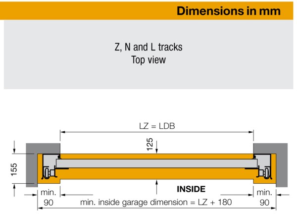 sectional door track dimensions